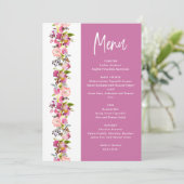 Pink Floral trouwmenu Menu (Staand voorkant)