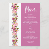 Pink Floral trouwmenu Menu (Voorkant)