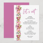 Pink Floral trouwmenu Menu (Voorkant / Achterkant)
