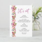 Pink Floral trouwmenu Menu (Staand voorkant)
