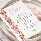 Pink Floral trouwmenu Menu