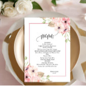 Pink Floral trouwmenu Menu