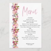 Pink Floral trouwmenu Menu (Voorkant)