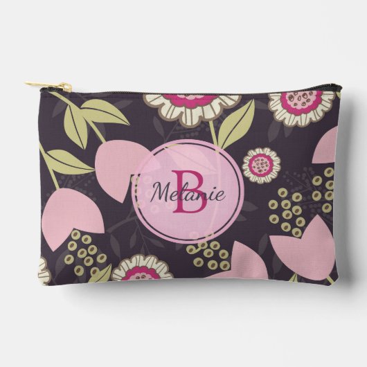 Pink Floral Tulip Pattern Monogram Etui (Voorkant)