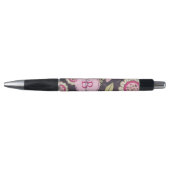 Pink Floral Tulip Pattern Monogram Pen (Voorkant)