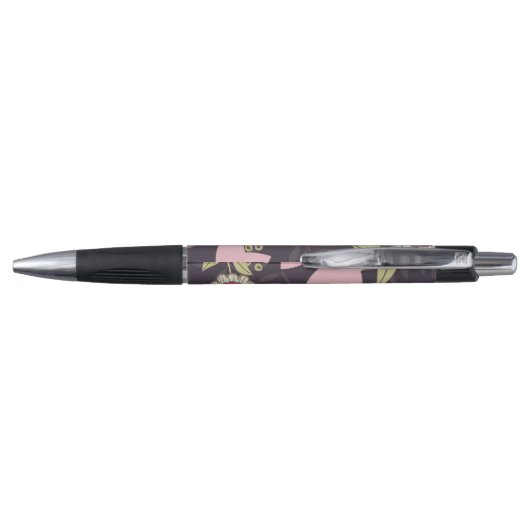 Pink Floral Tulip Pattern Monogram Pen (Achterkant)