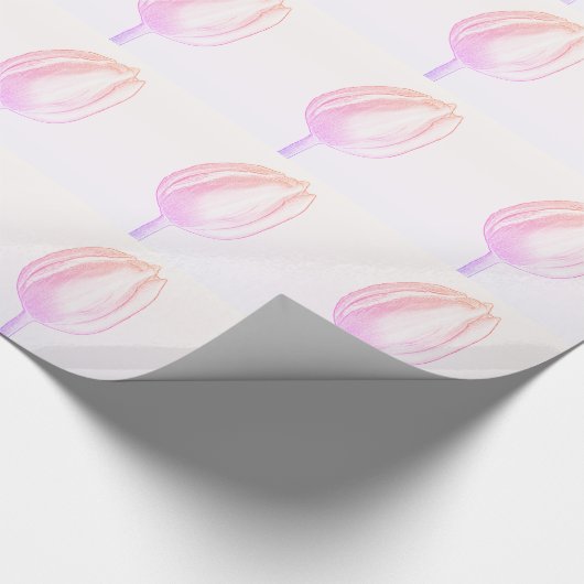 Pink Floral Tulips Pattern Kerstmis 2022 Cadeaupapier (Hoek)