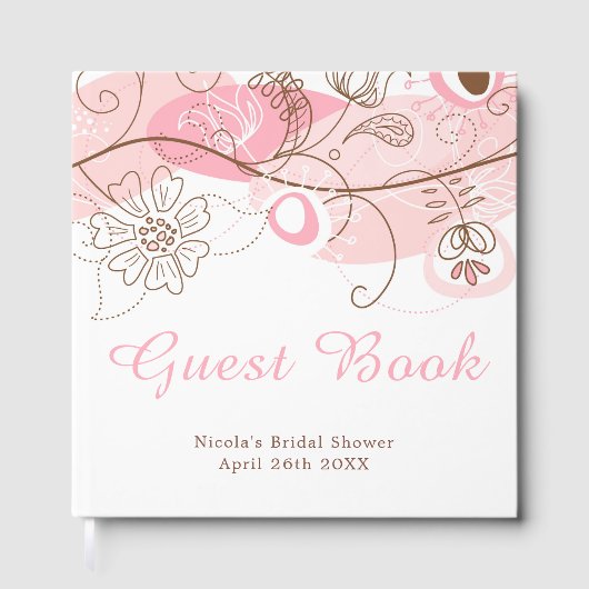 Pink Floral Twist Bridal Shower Gastenboek (Voorkant)