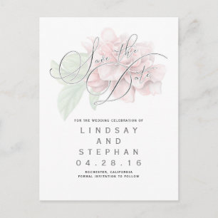 Pink Floral Typografie Elegant Save the Date Aankondigingskaart