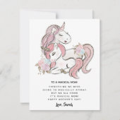 Pink Floral Unicorn Moederdag Kaart (Voorkant)