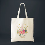 Pink Floral Unicorn Personalized Canvas tas<br><div class="desc">Pink Floral Unicorn Persoonlijke Canvas tas Deze gepersonaliseerde canvas tas van het meisje is voorzien van een schattig eenhoorn gezicht,  een bloem en een faux gouden hart. Het is klaar om gepersonaliseerd te worden en is geschikt als bibliotheektas van een meisje of voor verschillende andere toepassingen.</div>