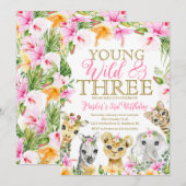 Pink Floral Uw Wild & Drie Oerwoud Verjaardagsmeis Kaart (Voorkant / Achterkant)