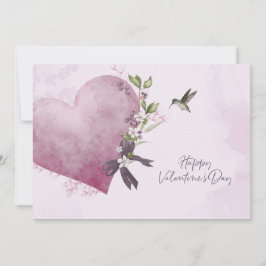 Pink Floral Valentine's Day Card with Floral Heart Kaart