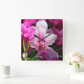 Pink Floral Vierkante Klok (Huis)