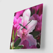 Pink Floral Vierkante Klok (Hoek)