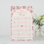 PInk Floral Vind het gast bingogame (Staand voorkant)