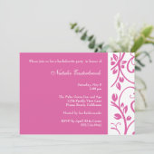 Pink Floral Vine Bachelorette Party Uitnodiging (Staand voorkant)