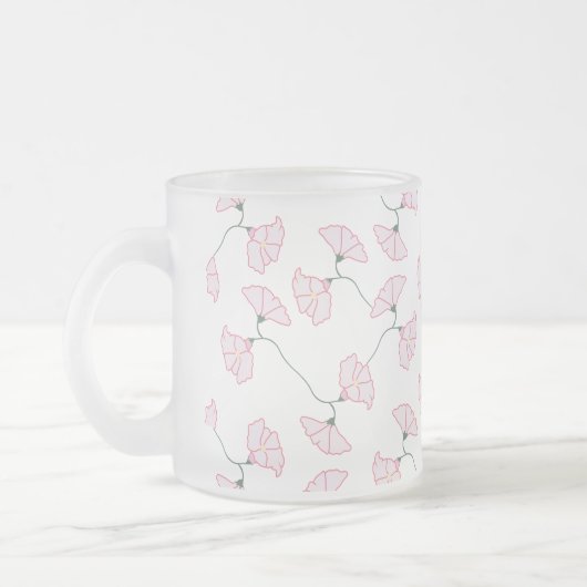 Pink Floral Vines Flowers Mug  Matglas Koffiemok (Links)