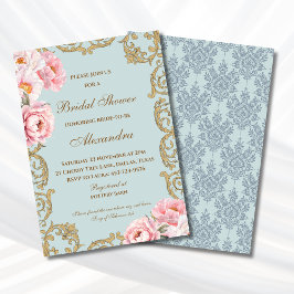 Pink Floral Vintage Peony Christian Bridal Shower Kaart