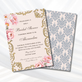 Pink Floral Vintage Peony Christian Bridal Shower Kaart