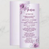 Pink Floral Violet Lijst Modern Menu (Voorkant / Achterkant)