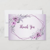 Pink Floral Violet Paars Lijst Bedankkaart (Voorkant)
