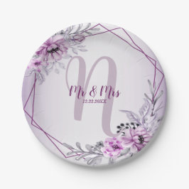Pink Floral Violet Paars Lijst Papieren Bordje