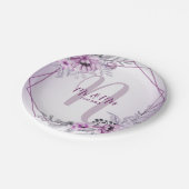 Pink Floral Violet Paars Lijst Papieren Bordje (Gekanteld)