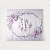 Pink Floral Violet Paars Lijst Wandkleed (Voorkant (horizontaal))
