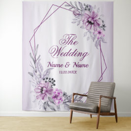 Pink Floral Violet Paars Lijst Wandkleed