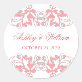 Pink  Floral Vlaams Berichten Favor Ronde Sticker (Voorkant)