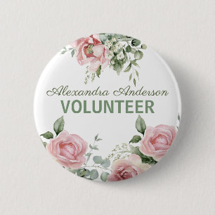 Pink Floral Volunteer Ronde Button 5,7 Cm