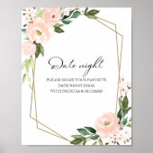 Pink Floral Vrijgezellenfeest Datum acht Jar Sign Poster (Voorkant)