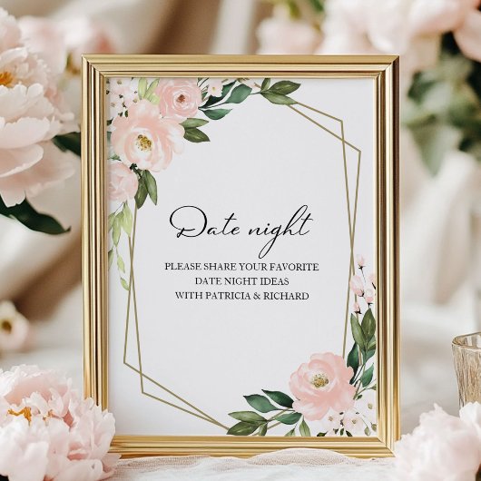 Pink Floral Vrijgezellenfeest Datum acht Jar Sign Poster