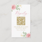 Pink Floral Vrijgezellenfeest Registry QR-code Informatiekaartje (Voorkant)
