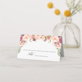 Pink Floral Vrijgezellenfeest Wedding Seating Fold Plaatskaartje