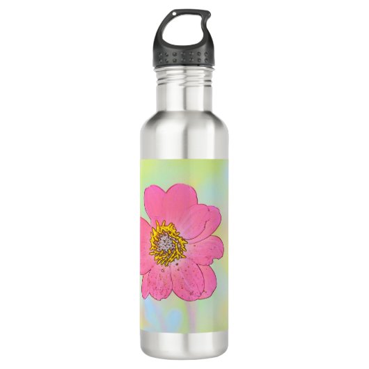 Pink Floral Water Bottle Waterfles (Voorkant)