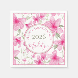 Pink Floral | Watercolor Azalea | Graduation Servet