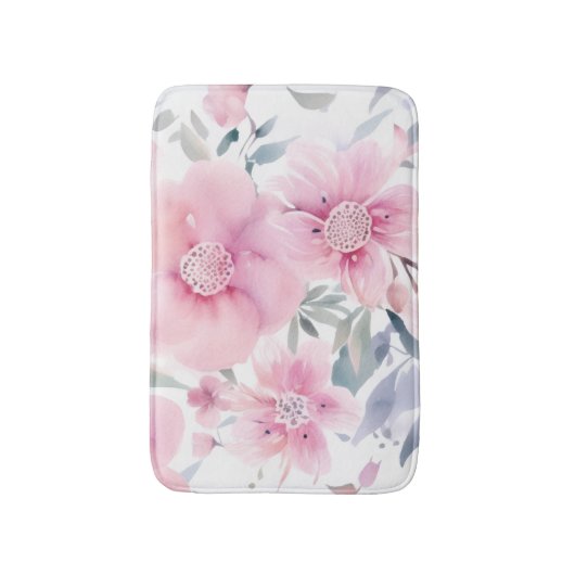 Pink Floral Watercolor  Badmat (Voorkant Verticaal)