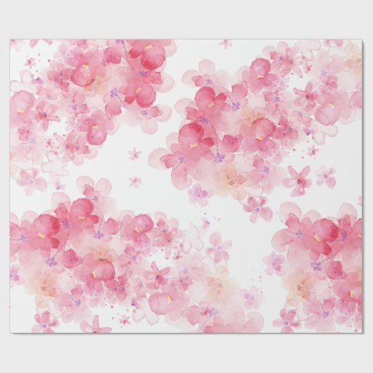 Pink Floral Watercolor Cadeaupapier (Vlak)