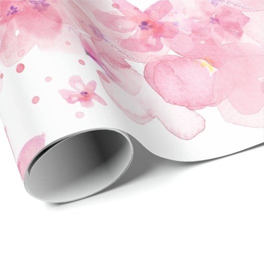 Pink Floral Watercolor Cadeaupapier (Rol Hoek)