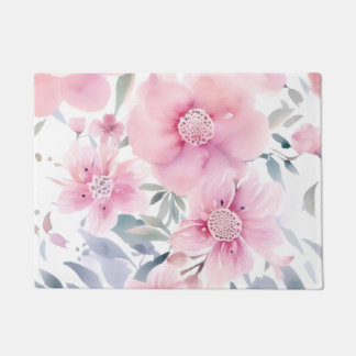 Pink Floral Watercolor  Deurmat