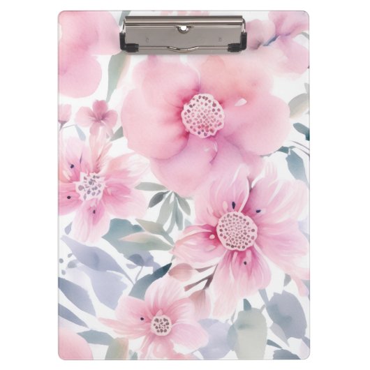 Pink Floral Watercolor  Klembord (Voorkant)
