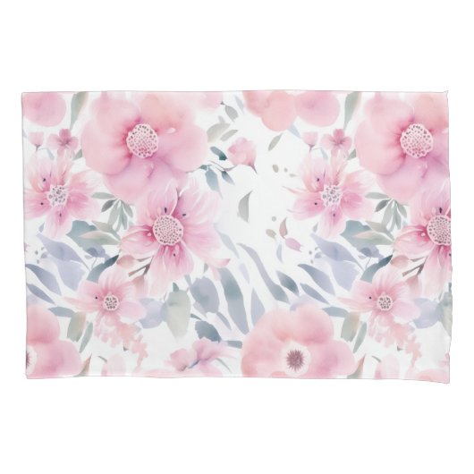 Pink Floral Watercolor  Kussensloop (Voorkant)