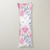 Pink Floral Watercolor  Lichaamskussen (Achterkant (Verticaal))