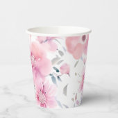 Pink Floral Watercolor  Papieren Bekers (Links)