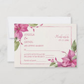 Pink Floral Watercolor Wedding RSVP Kaartje (Voorkant)