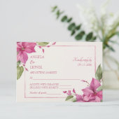 Pink Floral Watercolor Wedding RSVP Kaartje (Staand voorkant)
