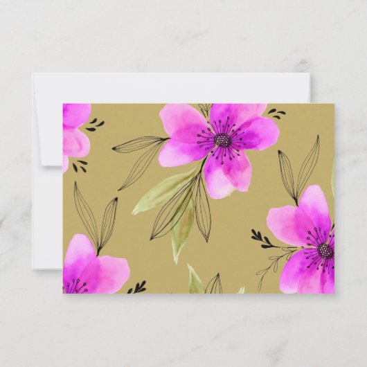 Pink Floral Waterverf - Aangepaste schrijfwaren Notitiekaartje (Achterkant)