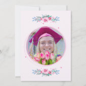 Pink Floral Waterverf Afstuderen Uitnodiging (Achterkant)